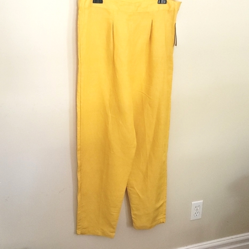 VTG Marla Kim Bright Yellow Boot Cut Pants Side zipper SZ 18